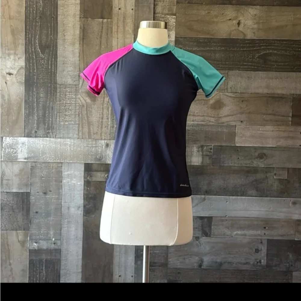 Eddie Bauer rashguard girls large beach pool party swim tropical surf California